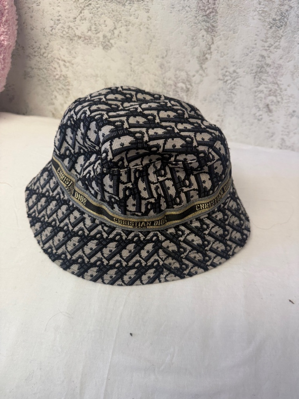 Christian Dior Monogram Bucket Hat in Navy and Beige